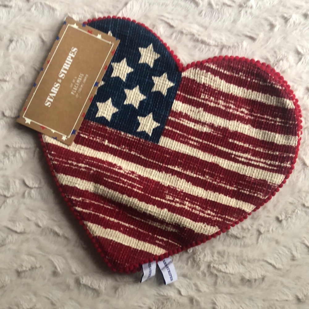 Heart-Shaped American Patriotic Flag Placemats